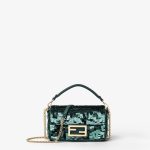 FENDI Baguette® Mini Bag embroidered with green sequins